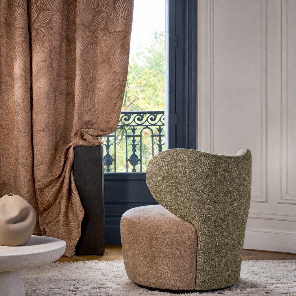 Sur-mesure — fauteuil et rideaux